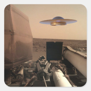 Mars InSight Alien UFO Saucer Encounter Square Sticker