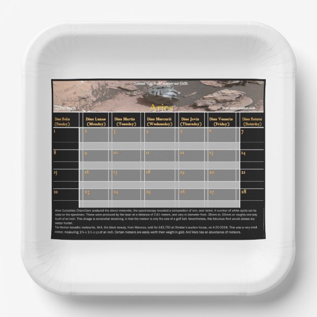 Mars Million Dollar Meteor Paper Plate (Front)