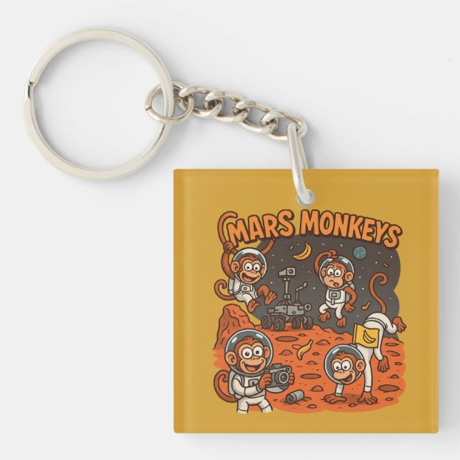 Mars Monkeys funny animal Key Ring (Front)