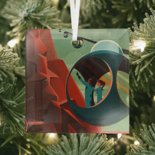 Mars Mt. Olympus Mons Volcano Red Planet Glass Tree Decoration