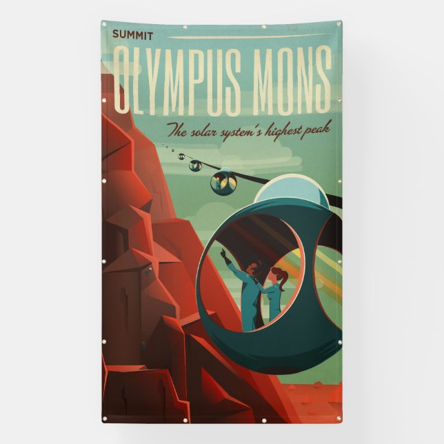 Mars Olympus Mons Highest Volcano Solar System Banner (Vertical)