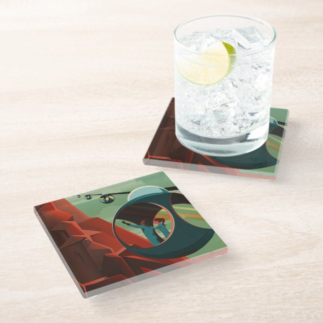 Mars Olympus Mons Highest Volcano Solar System Glass Coaster (Angled)