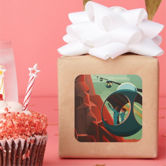 Mars Olympus Mons Highest Volcano Solar System Square Sticker (Party)