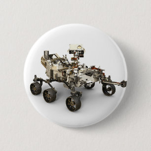 Mars Perseverance Rover On White Background. 6 Cm Round Badge
