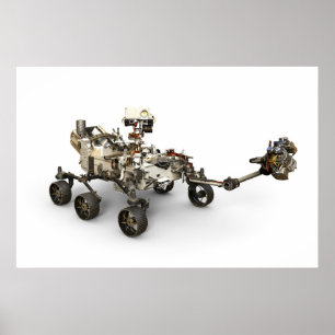Mars Perseverance Rover On White Background. Poster