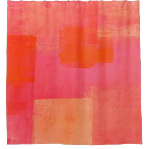 'Mars' Pink and Orange Abstract Art Shower Curtain