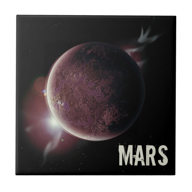 Mars red planet 3d universe space illustration ceramic tile (Front)
