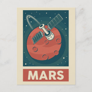 Mars Retro Galaxy Satellite Postcard