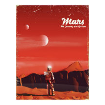 Mars Science fiction vintage travel poster
