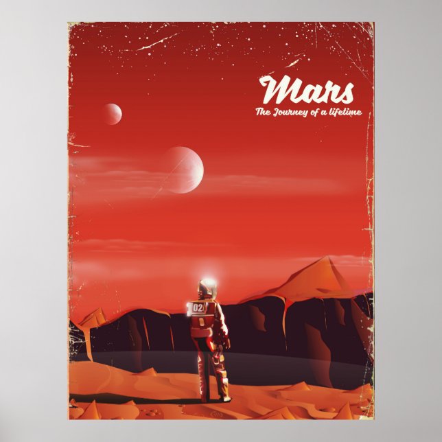 Mars Science fiction vintage travel poster (Front)