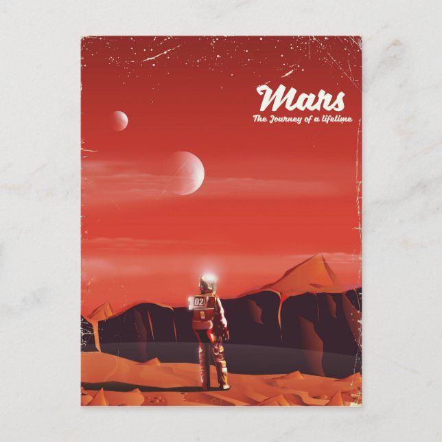 Mars Science fiction vintage travel poster Postcard (Front)