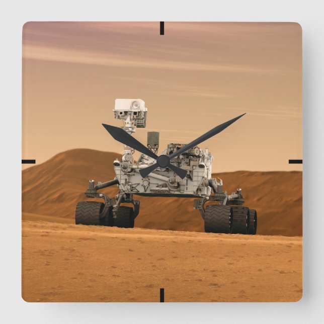 Mars Science Laboratory Curiosity Rover. 2 Square Wall Clock (Front)
