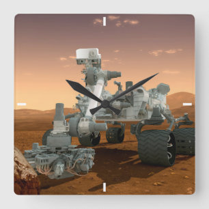 Mars Science Laboratory Curiosity Rover. 4 Square Wall Clock