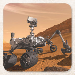 Mars Science Laboratory Curiosity Rover. Square Paper Coaster