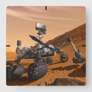 Mars Science Laboratory Curiosity Rover. Square Wall Clock