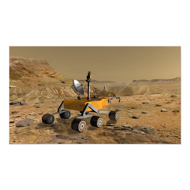 Mars Science Laboratory travels near a canyon Photo Print (Front)