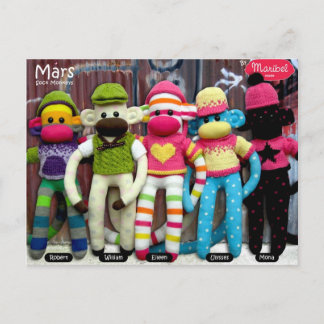 Mars Sock Monkey Post Card - Graffiti