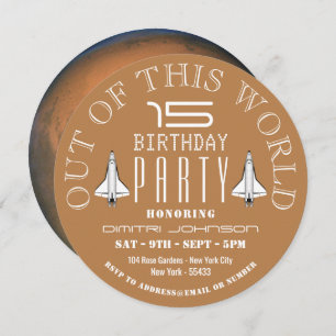 Mars, Space Shuttle Birthday Party Invitation