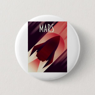 Mars Starship Art Deco Space Art 6 Cm Round Badge