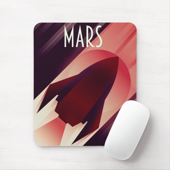 Mars Starship Art Deco Space Art Mouse Pad (With Mouse)
