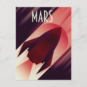 Mars Starship Art Deco Space Art Postcard