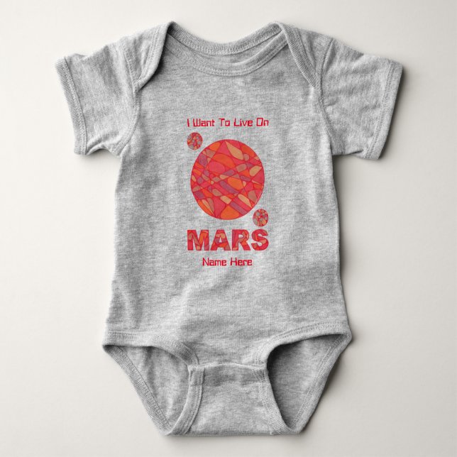 Mars The Red Planet Space Geek Solar System Fun Baby Bodysuit (Front)