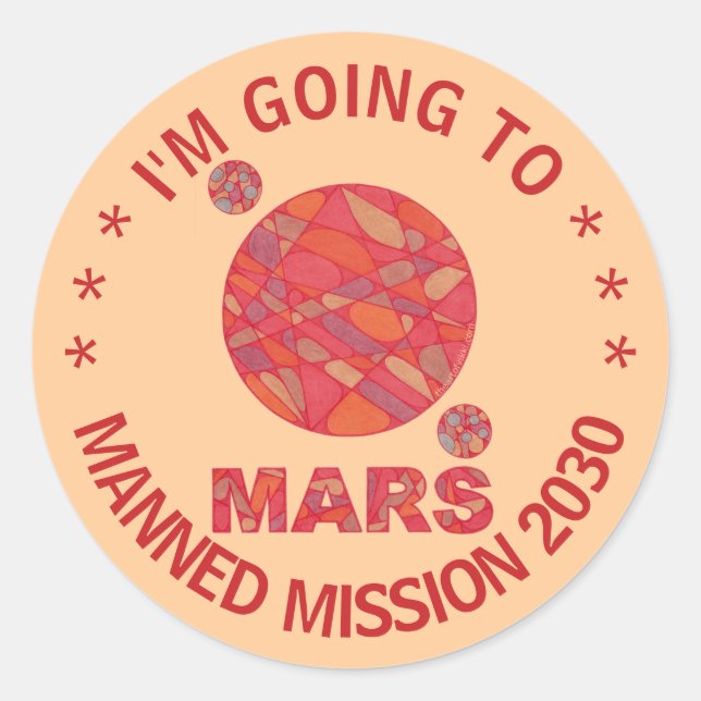Mars The Red Planet Space Geek Solar System Fun Classic Round Sticker (Front)