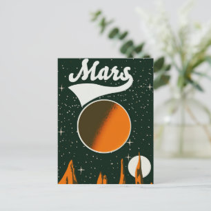 Mars vintage space art holiday postcard