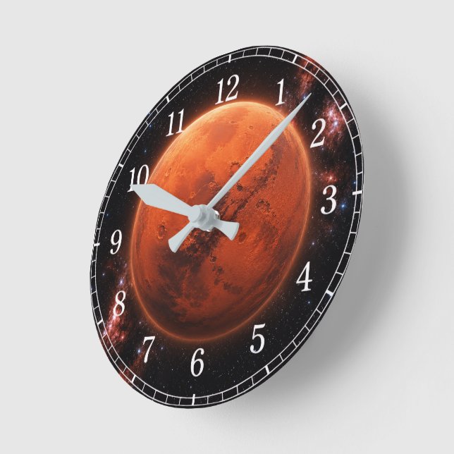 Mars Wall Clock — Space-Inspired Design (Angle)