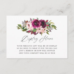 Marsala and Blush Floral Bridal Display Shower Enclosure Card