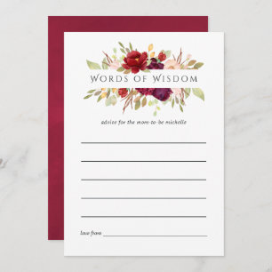 Marsala and Blush Floral Bridal Shower Advice Invitation