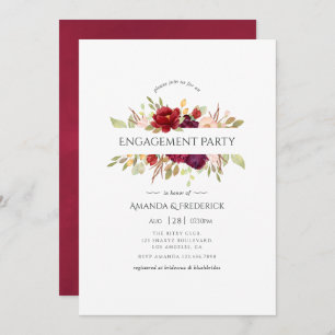 Marsala and Blush Floral Engagement Party Invitation