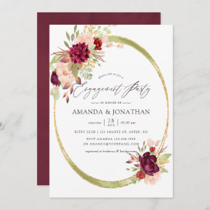 Marsala and Blush Geometric Engagement Party Invitation