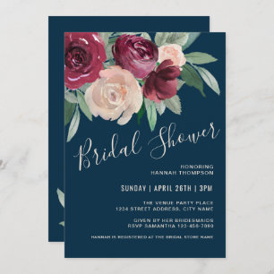 Marsala and Blush Pink Floral Bridal Shower Invitation