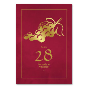 Marsala and Gold Wine Tasting Table Number
