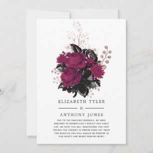 Marsala and Rose Gold Floral Reduced Wedding Guest Announcement