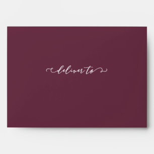 Marsala and White Deliver to with Address Wedding Envelope