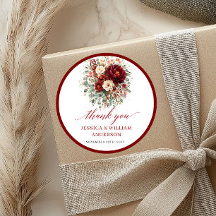 Marsala Autumn Burgundy Wedding Sticker Design