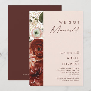 Marsala Autumn Floral Blush Elopement Announcement