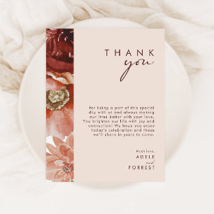 Marsala Autumn Floral   Blush Thank You Card