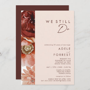 Marsala Autumn Floral   Blush We Still Do Renewal Invitation
