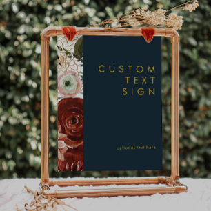 Marsala Autumn Floral   Navy Cards & Gifts Custom Poster