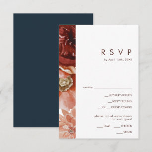 Marsala Autumn Floral Navy Menu Choice RSVP Card