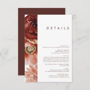 Marsala Autumn Floral   White Details Enclosure Card