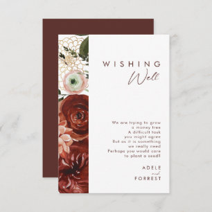 Marsala Autumn Floral   White Wedding Wishing Well Enclosure Card