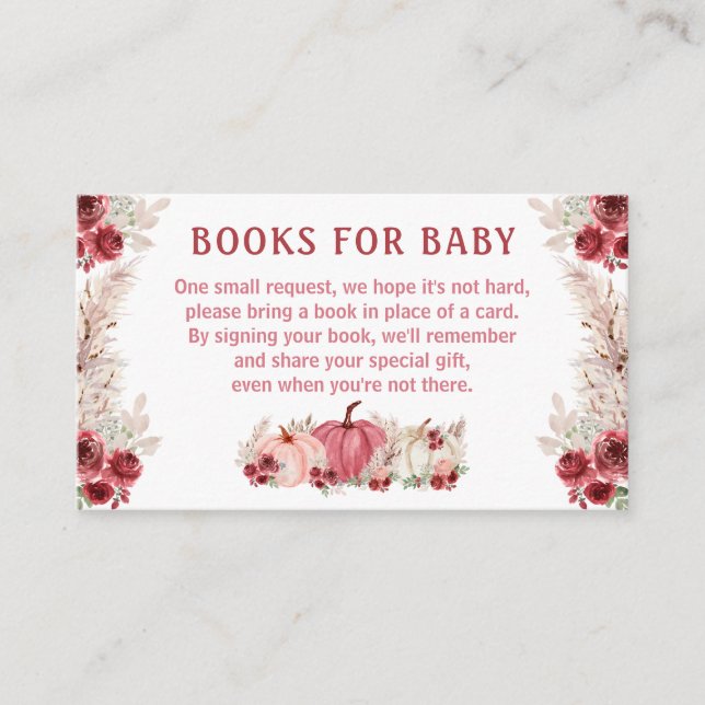Marsala Baby Shower Books for baby Enclosure Card (Front)