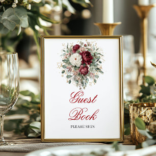 Marsala Blush Burgundy Guest Book Tabletop Sign