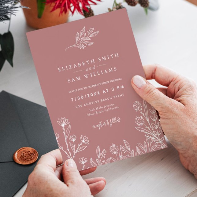 Marsala Blush Modern Simple Wedding Invitation (Creator Uploaded)
