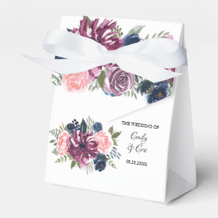 Marsala Blush Pink Navy Blue Wedding Favour Box