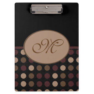Marsala Brown Black Polka Dot Monogram Clipboard